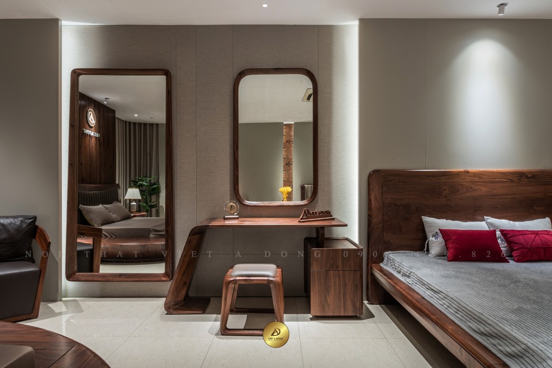 Bàn trang điểm gỗ óc chó BTD-02